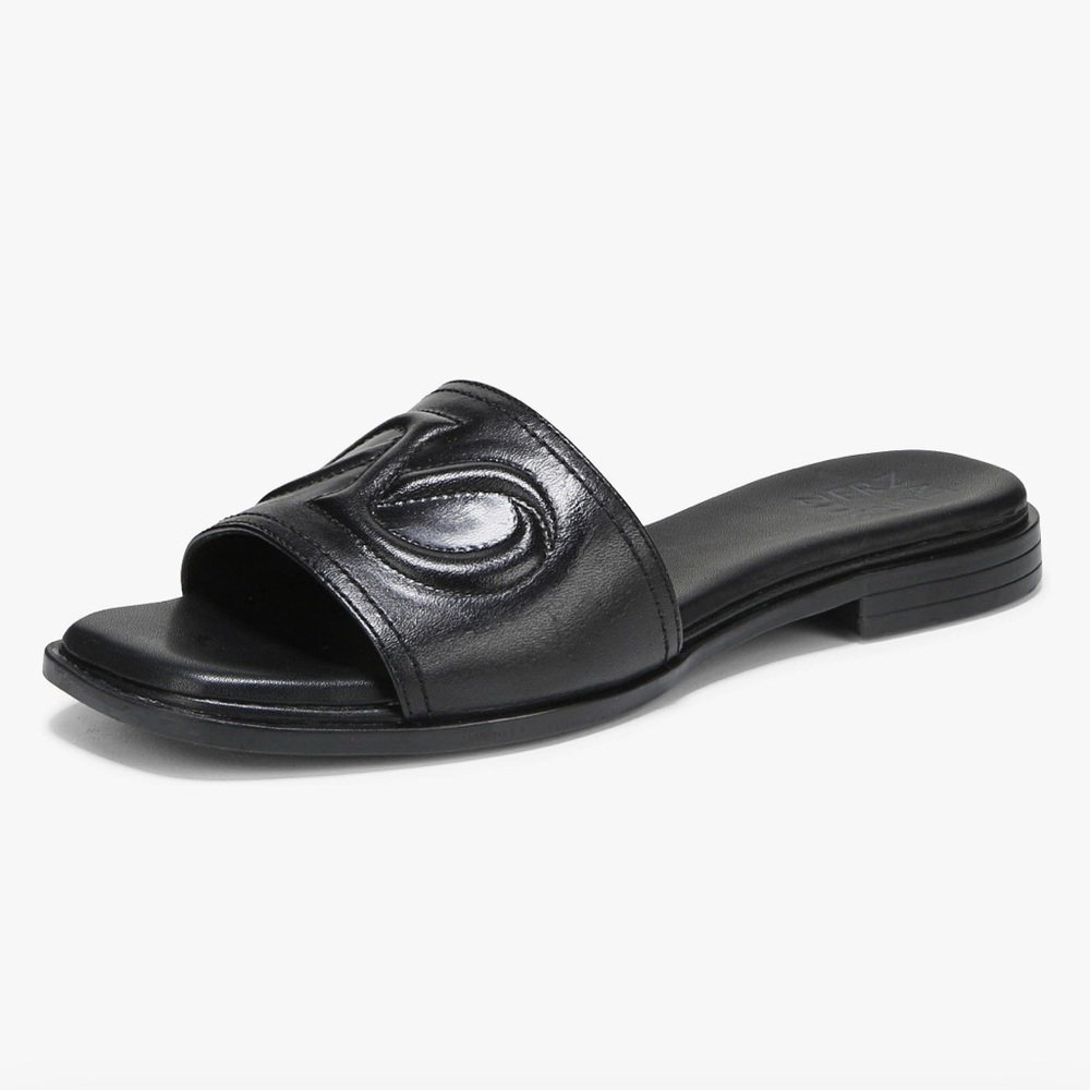 Naturalizer Genevieve Black Leather Padded Slide Sandals Size 7 M NEW